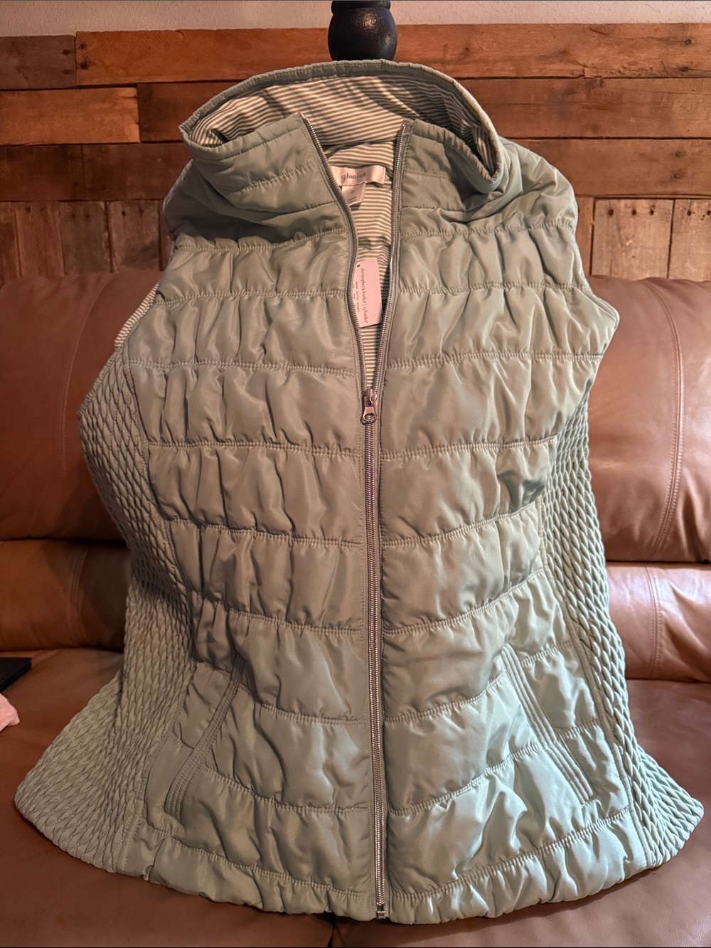 CJ Banks Quilted Sage Green Shoulder Tote